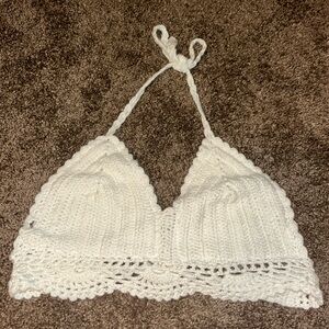 White knitted top/bathing suit top